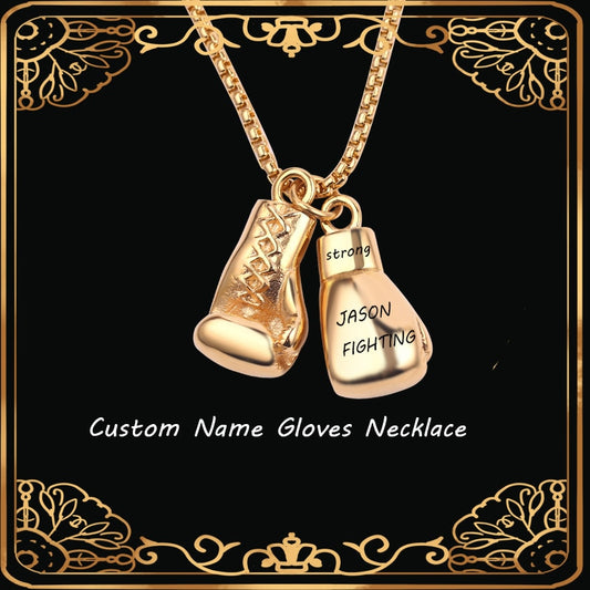 Customized Text Name Boxing Glove Chain Necklace 1 Pair Boxing Glove Pendant Necklaces For Men Boys Sport Fitness Jewelry