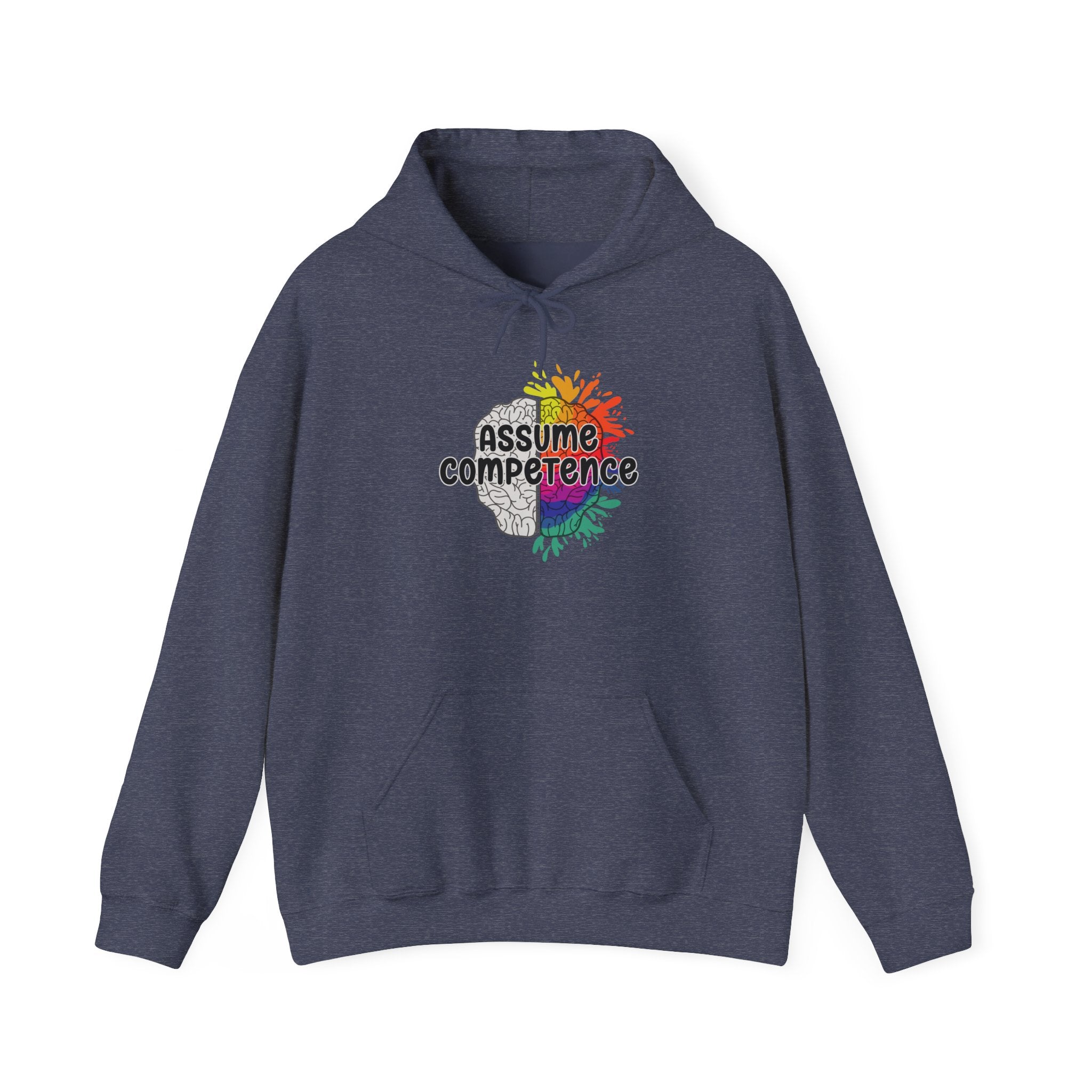 Assume Competence Hoodie – Neurodiversity Awareness Rainbow Brain Sweatshirt