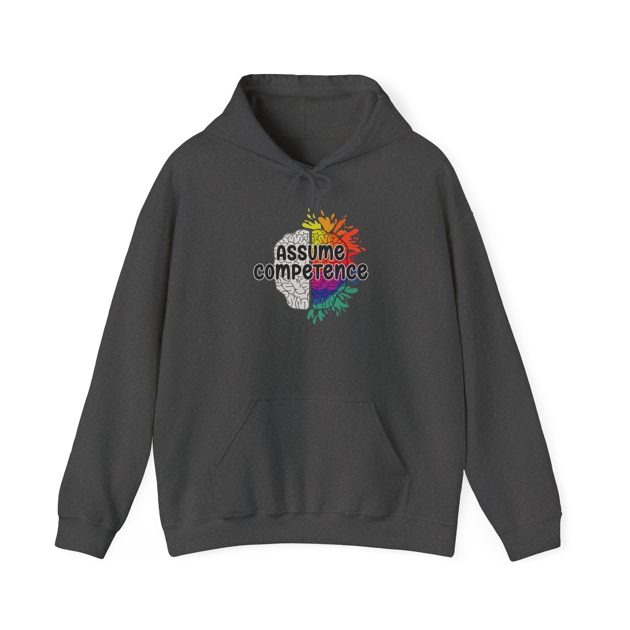 Assume Competence Hoodie – Neurodiversity Awareness Rainbow Brain Sweatshirt
