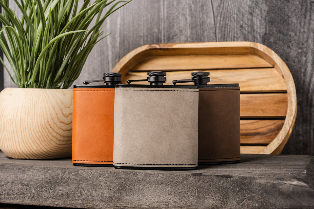 Black Leather Wrapped Flask