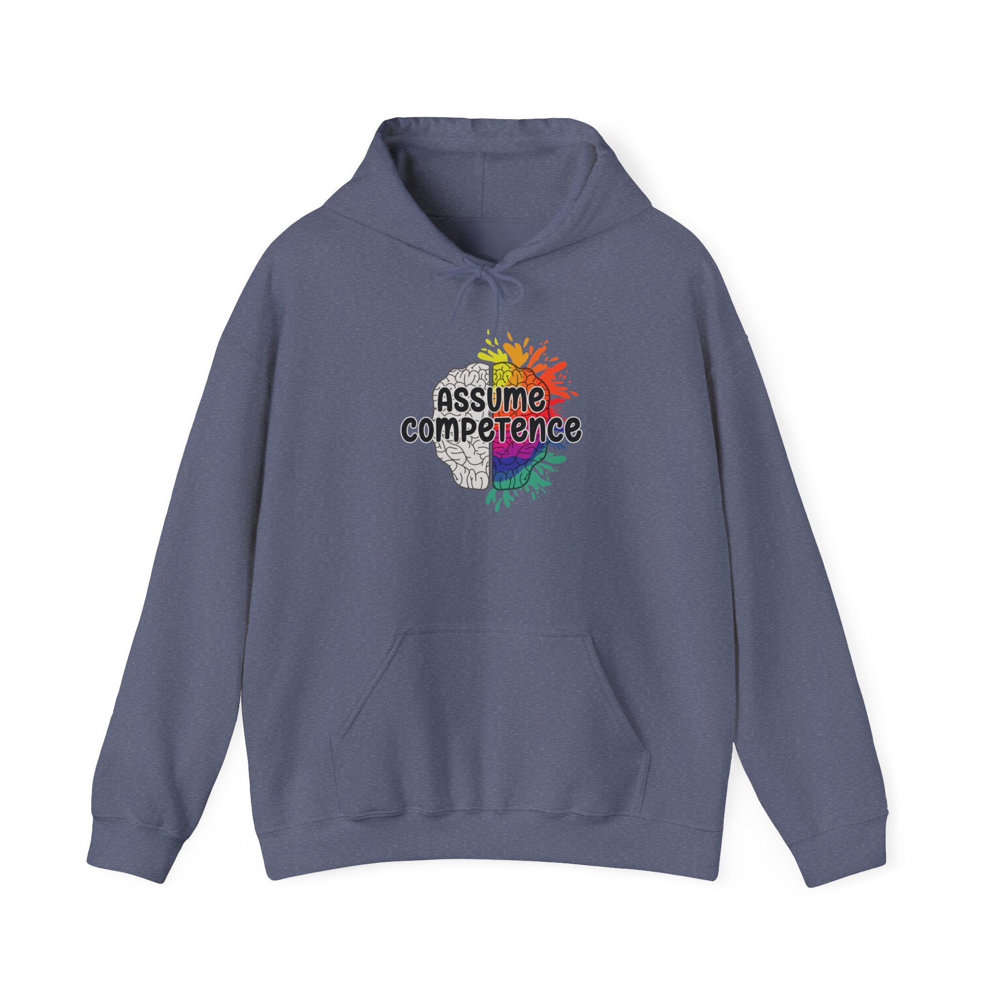 Assume Competence Hoodie – Neurodiversity Awareness Rainbow Brain Sweatshirt