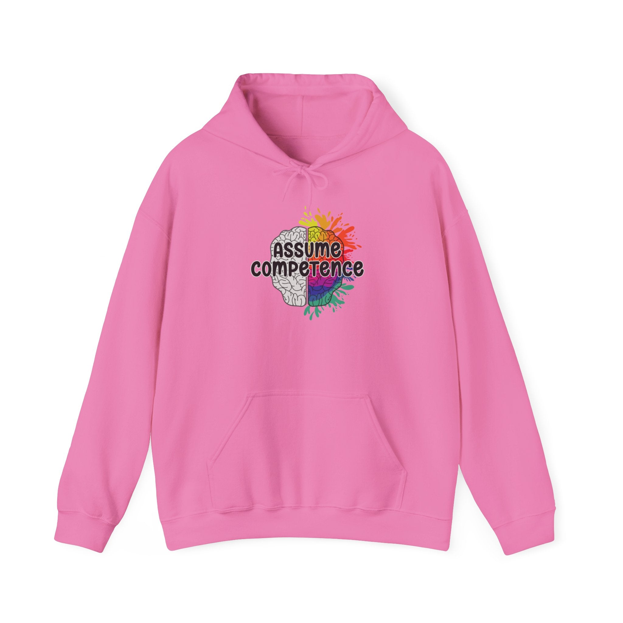 Assume Competence Hoodie – Neurodiversity Awareness Rainbow Brain Sweatshirt
