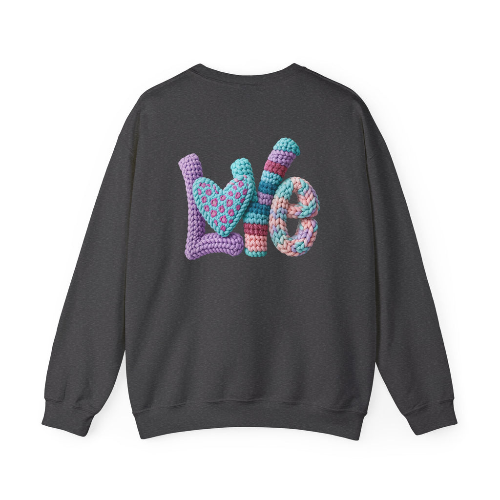 Crochet-Look 'Love' Crewneck Sweatshirt