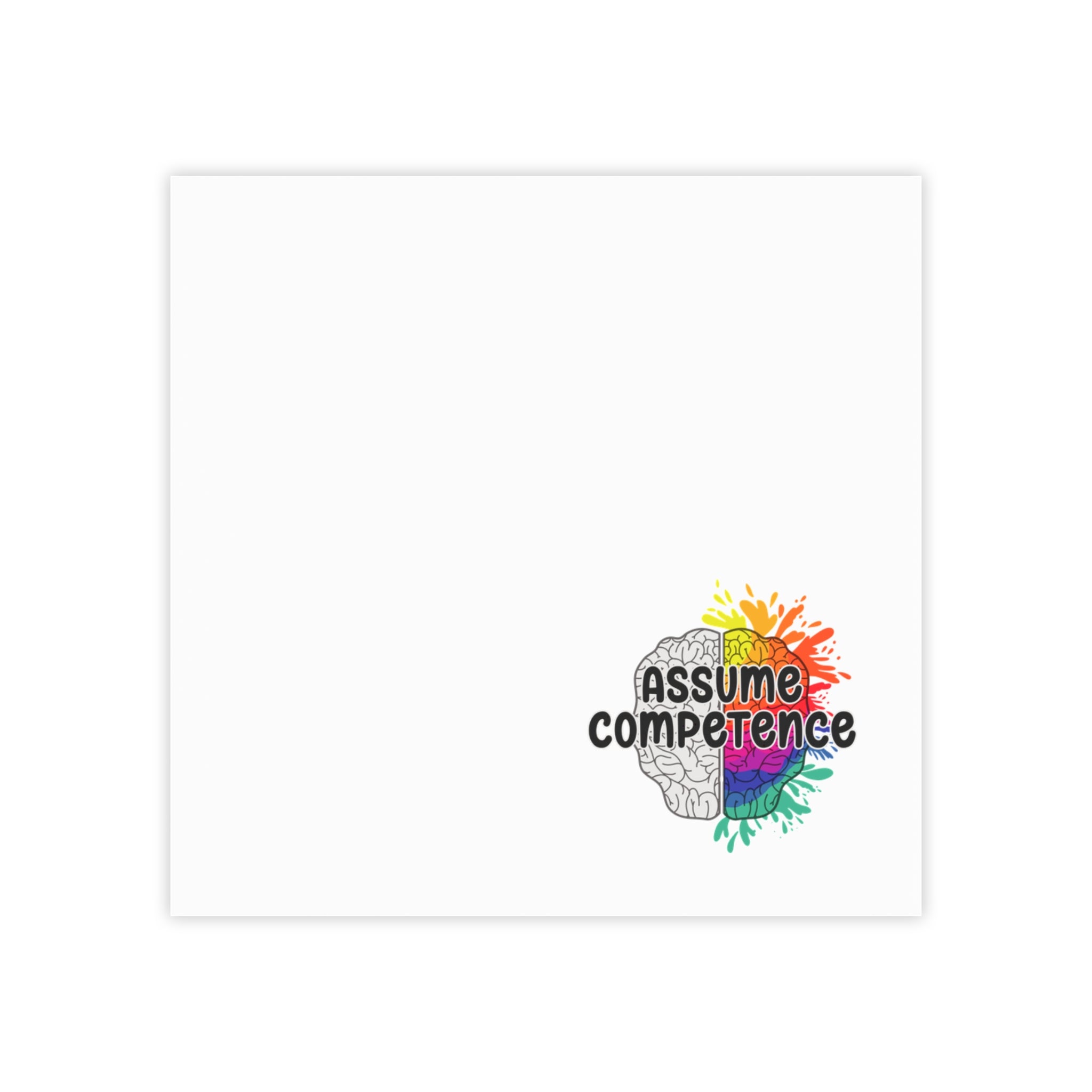 Post-it Note Pad — "Assume Competence" Brain Design (Colorful)