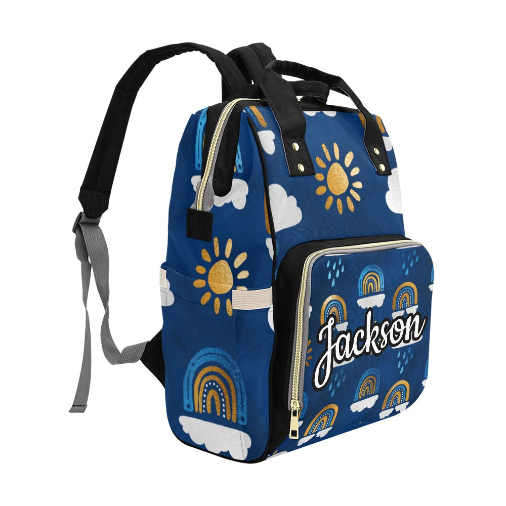 Blue Rainbow Custom Multi-Function Diaper Bag Backpack