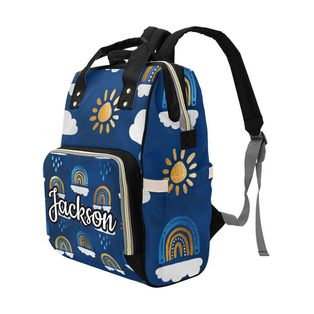 Blue Rainbow Custom Multi-Function Diaper Bag Backpack