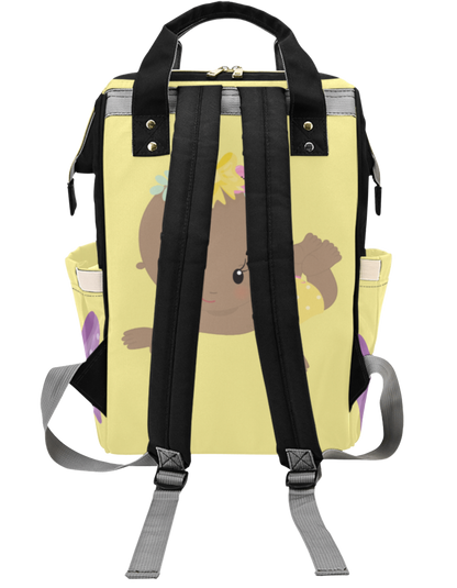 Yellow Flower Custom Multi-Function Diaper Backpack