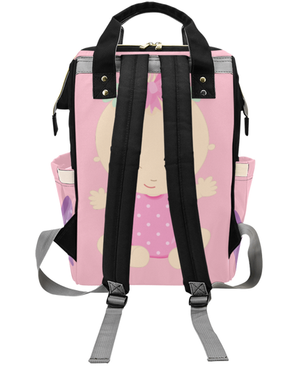 Pink Bow Custom Multi-Function Diaper Backpack