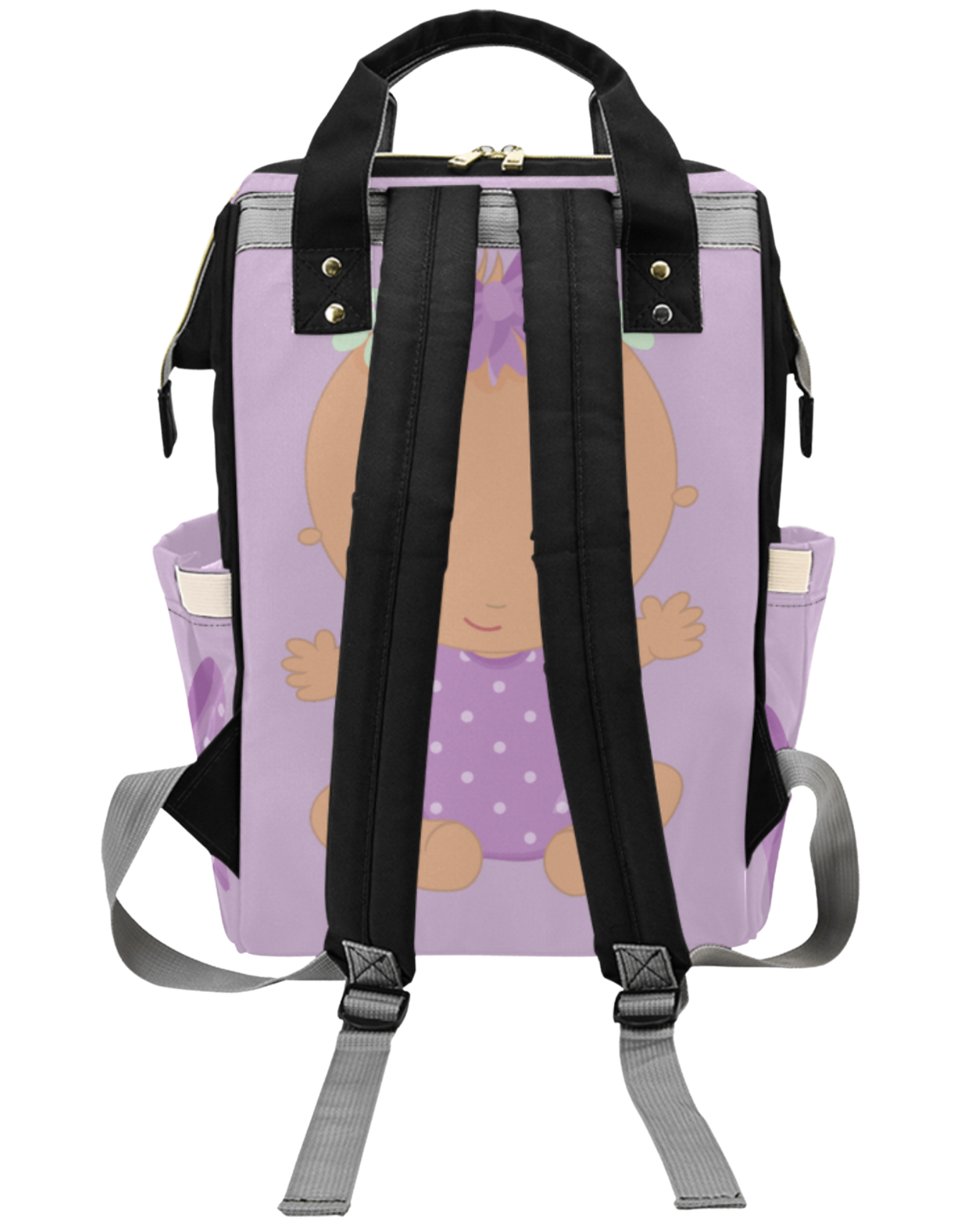 Purple Flower Custom Multi-Function Diaper Backpack