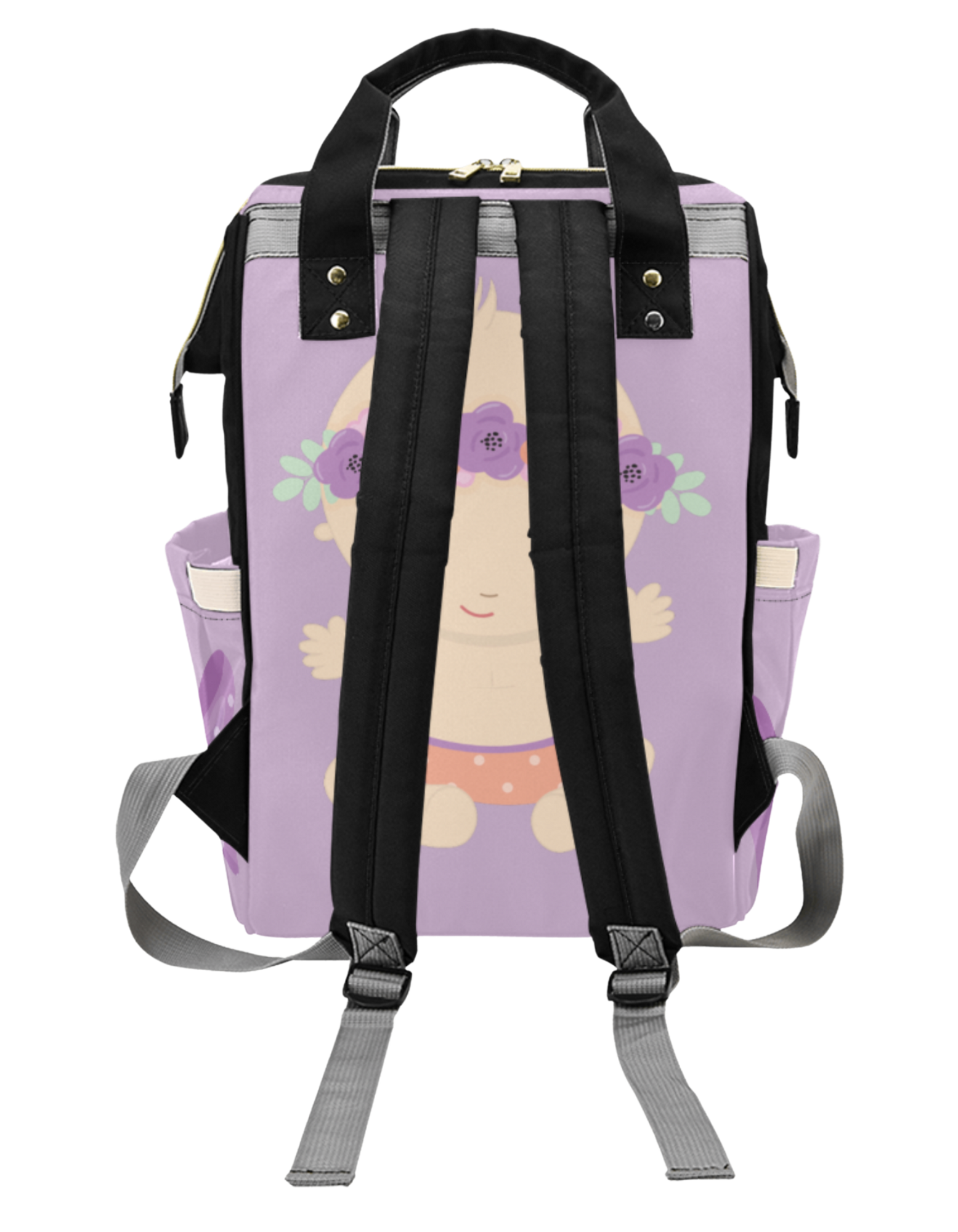 Purple Bow Custom Multi-Function Diaper Backpack
