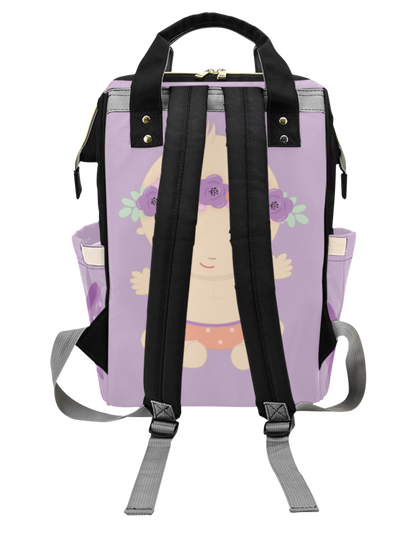 Purple Bow Custom Multi-Function Diaper Backpack