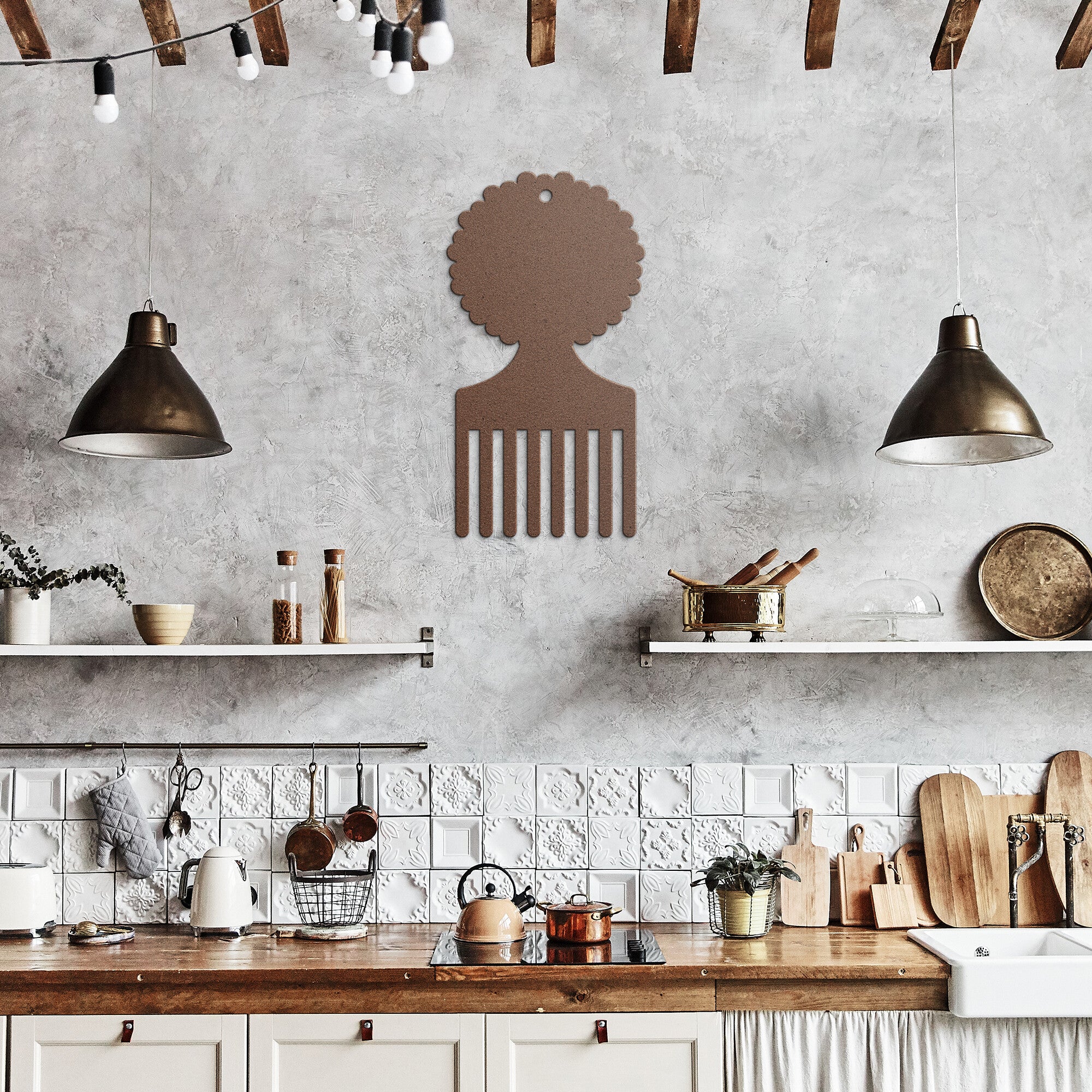 Custom Afro Pick Metal Sign