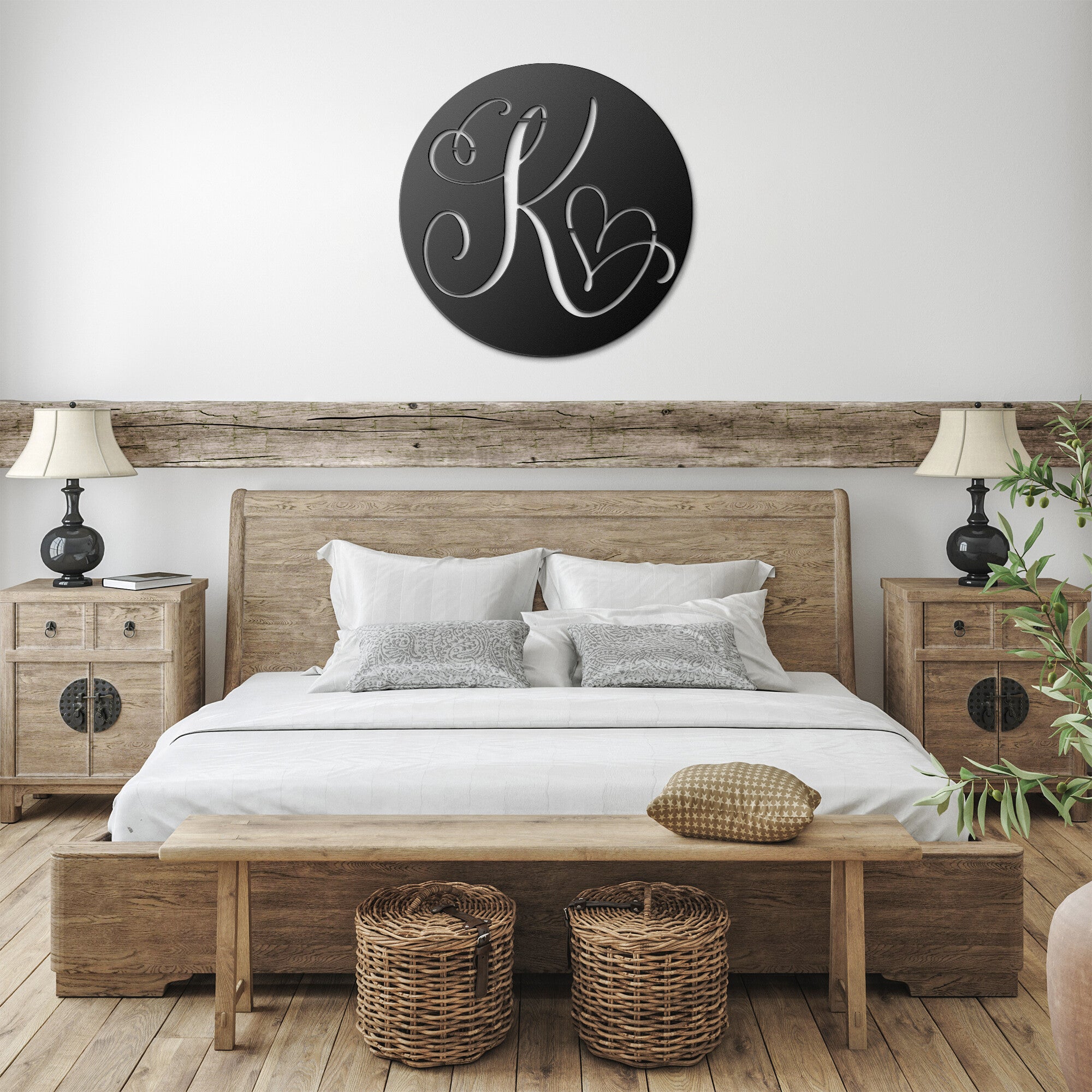 Custom Round Monogram Metal Sign