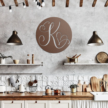 Custom Round Monogram Metal Sign