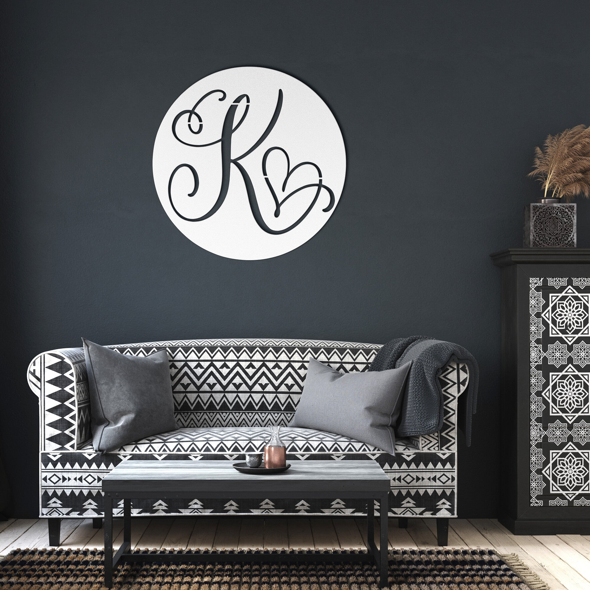 Custom Round Monogram Metal Sign