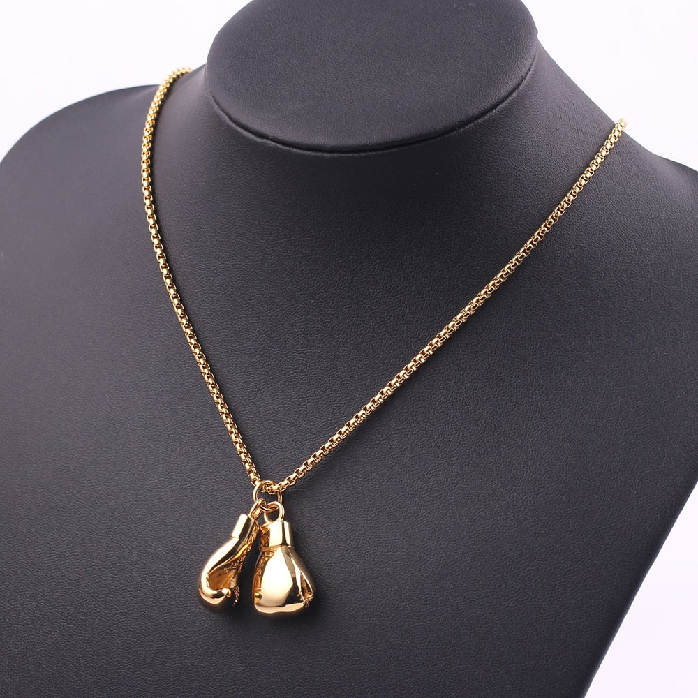 Customized Text Name Boxing Glove Chain Necklace 1 Pair Boxing Glove Pendant Necklaces For Men Boys Sport Fitness Jewelry