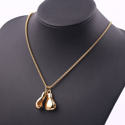Customized Text Name Boxing Glove Chain Necklace 1 Pair Boxing Glove Pendant Necklaces For Men Boys Sport Fitness Jewelry