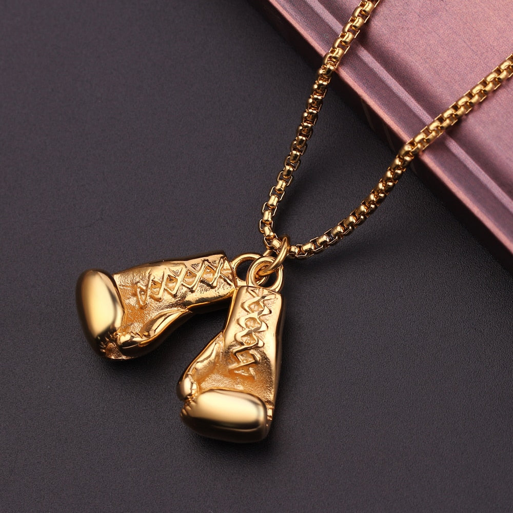 Customized Text Name Boxing Glove Chain Necklace 1 Pair Boxing Glove Pendant Necklaces For Men Boys Sport Fitness Jewelry