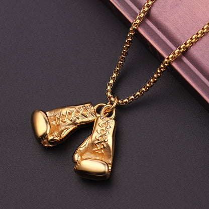 Customized Text Name Boxing Glove Chain Necklace 1 Pair Boxing Glove Pendant Necklaces For Men Boys Sport Fitness Jewelry