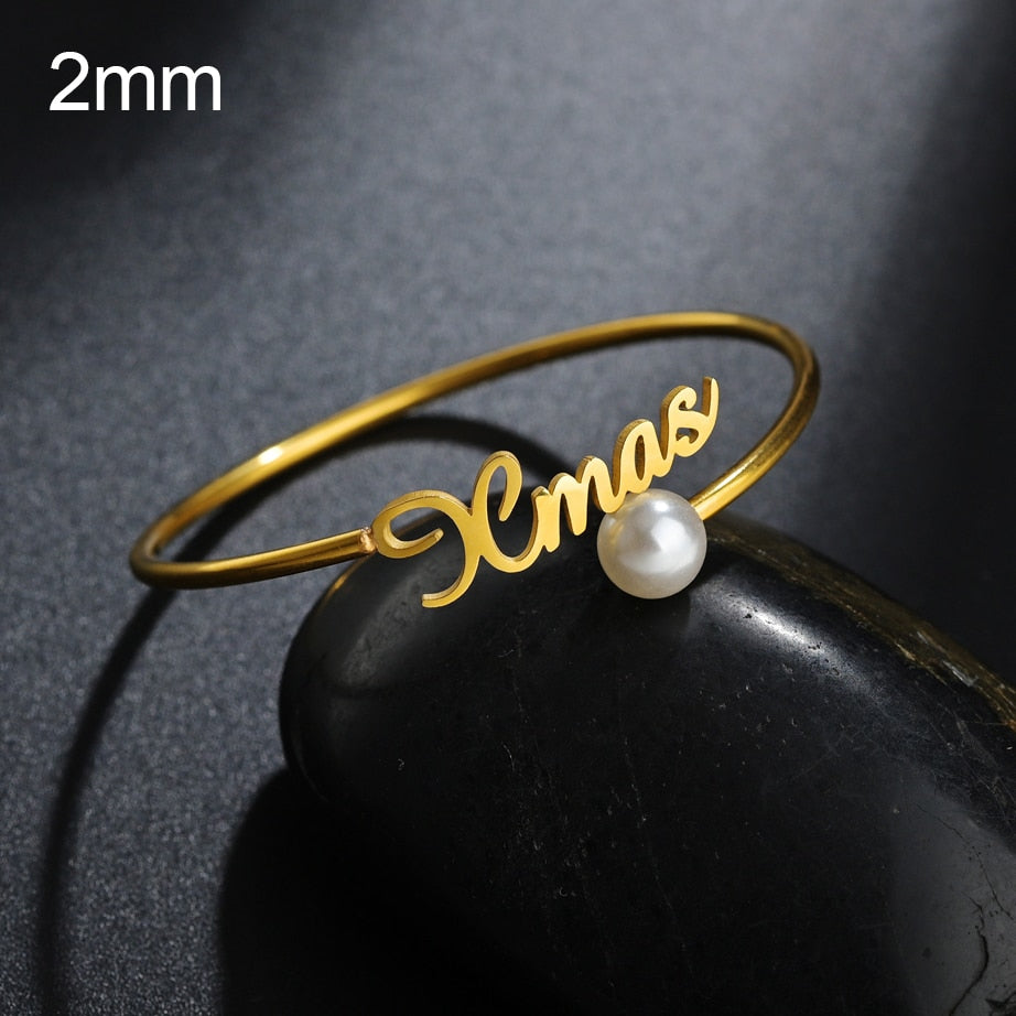 20 Styles New Stainless Steel Customized Bangle Personalized Nameplate Letter Heart Bracelet For Women Girl Jewelry Wedding Gift
