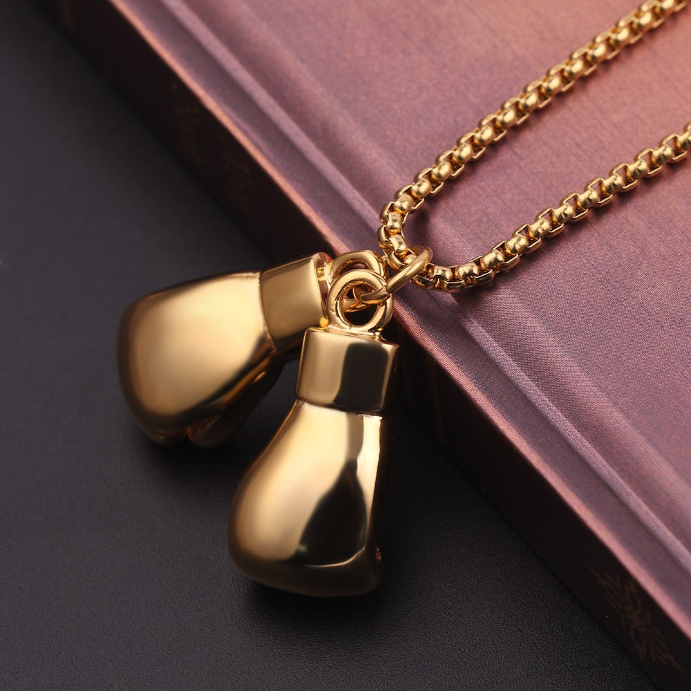 Customized Text Name Boxing Glove Chain Necklace 1 Pair Boxing Glove Pendant Necklaces For Men Boys Sport Fitness Jewelry