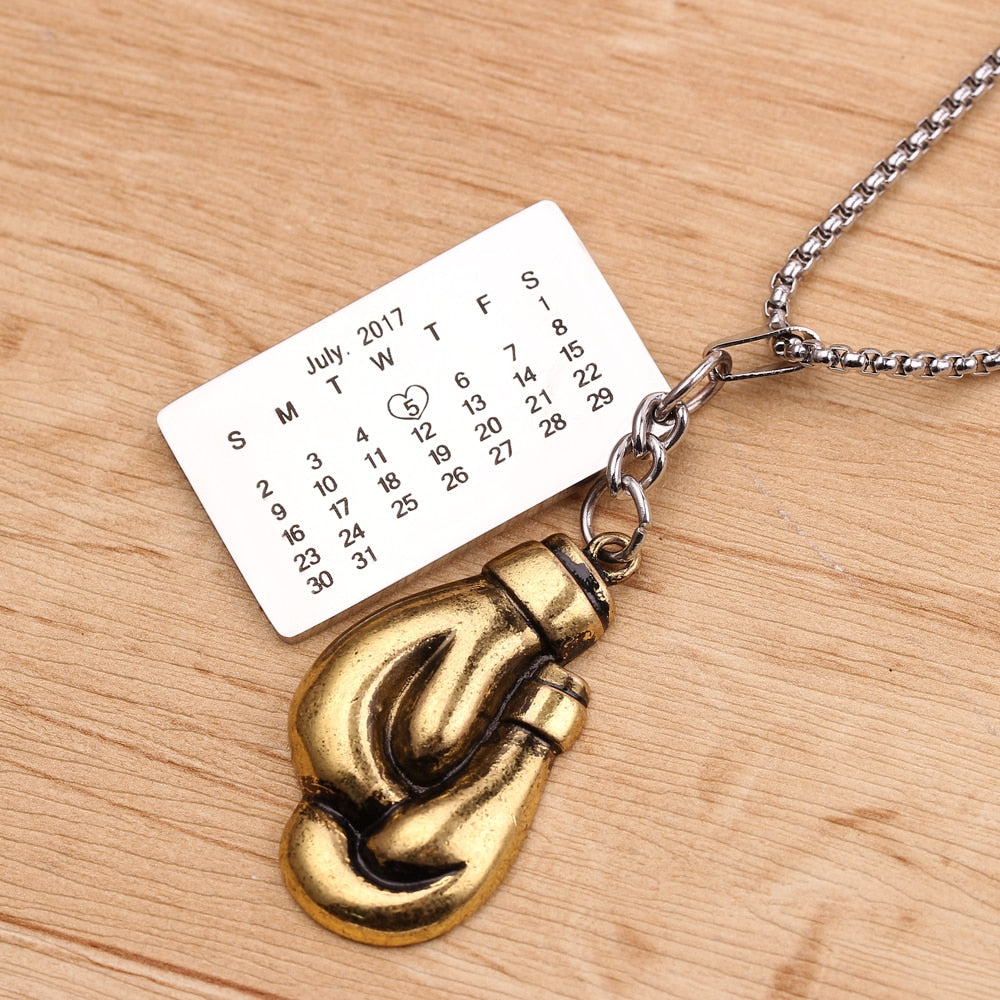 Customized Text Name Boxing Glove Chain Necklace 1 Pair Boxing Glove Pendant Necklaces For Men Boys Sport Fitness Jewelry