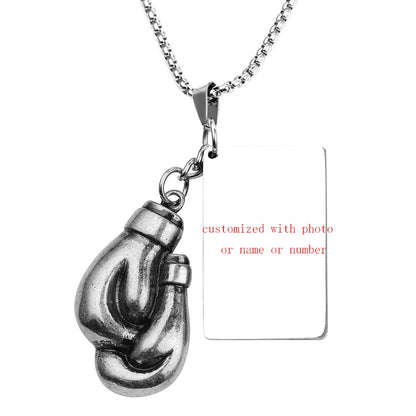 Customized Text Name Boxing Glove Chain Necklace 1 Pair Boxing Glove Pendant Necklaces For Men Boys Sport Fitness Jewelry
