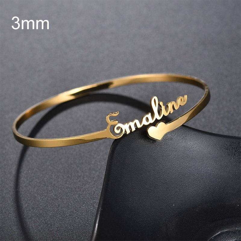 20 Styles New Stainless Steel Customized Bangle Personalized Nameplate Letter Heart Bracelet For Women Girl Jewelry Wedding Gift