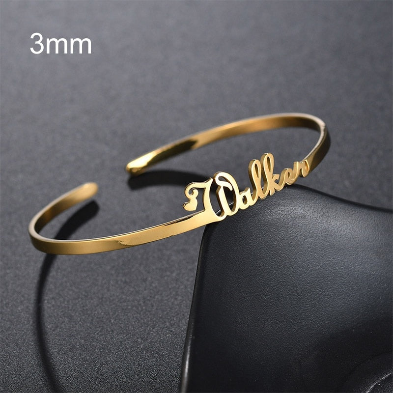 20 Styles New Stainless Steel Customized Bangle Personalized Nameplate Letter Heart Bracelet For Women Girl Jewelry Wedding Gift