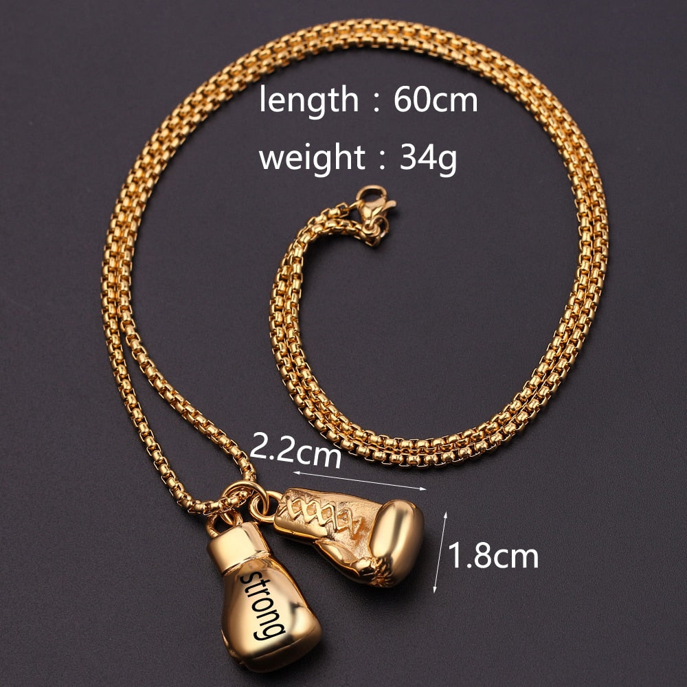 Customized Text Name Boxing Glove Chain Necklace 1 Pair Boxing Glove Pendant Necklaces For Men Boys Sport Fitness Jewelry