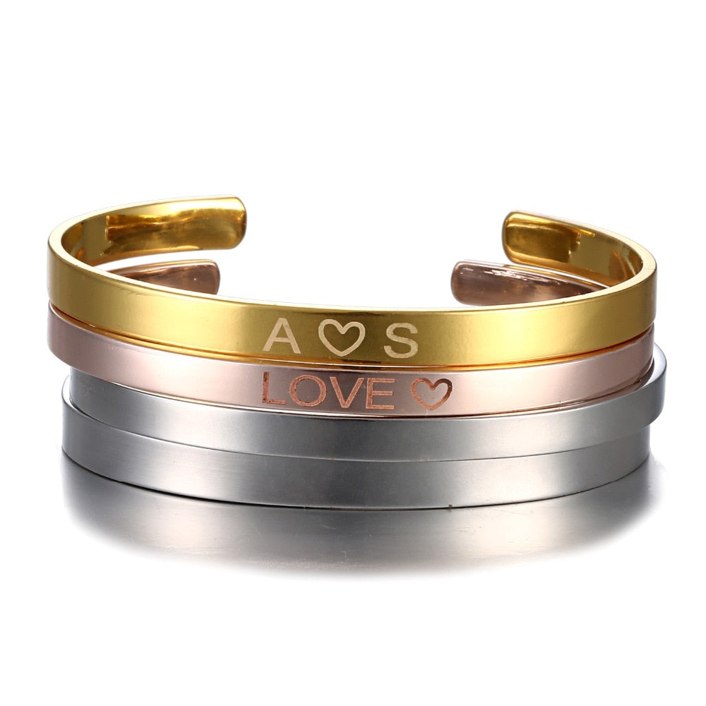 Custom Personalized Engraving Name Letter Bracelet for Women Men Stainless  Steel Gold Fashion Kids Bracelet Nameplate Jewelry