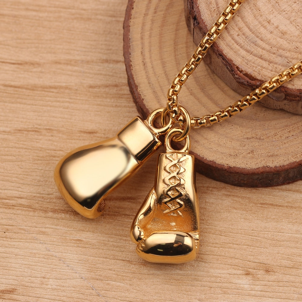 Customized Text Name Boxing Glove Chain Necklace 1 Pair Boxing Glove Pendant Necklaces For Men Boys Sport Fitness Jewelry