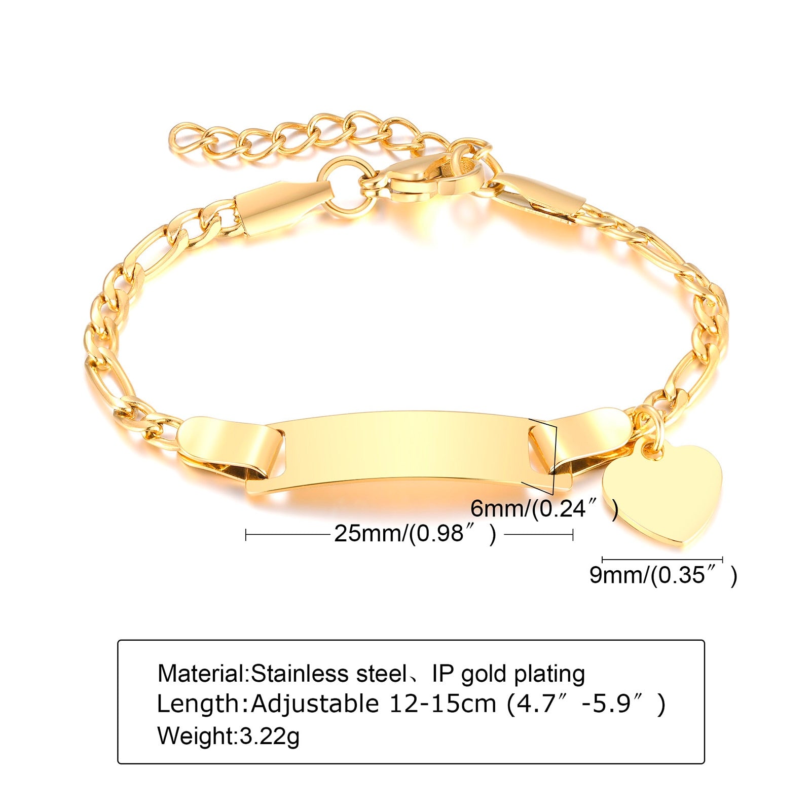 Custom Personalized Name Baby ID Bracelet, Stainless Steel Curb Chain Link Crown Bracelet Newborn Gilrs Boy Gifts Not Allergic