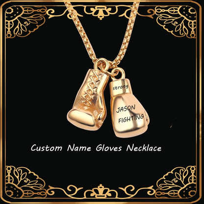 Customized Text Name Boxing Glove Chain Necklace 1 Pair Boxing Glove Pendant Necklaces For Men Boys Sport Fitness Jewelry