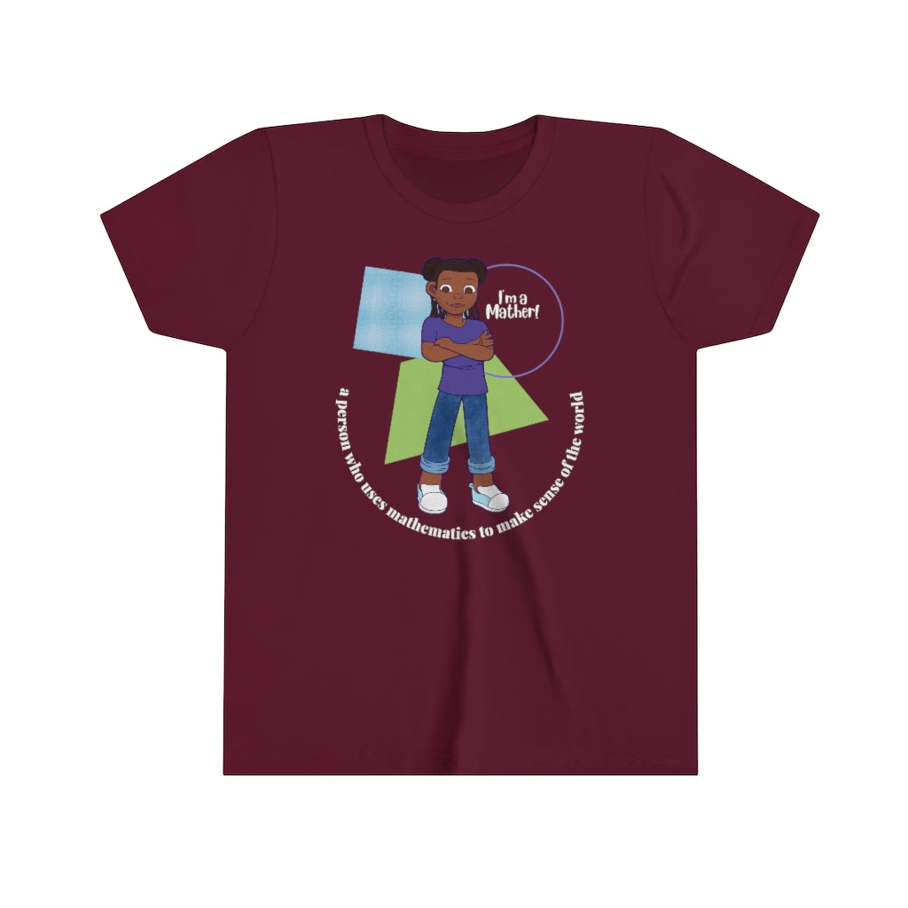 She’s A Mather Youth Short Sleeve Tee Light Text