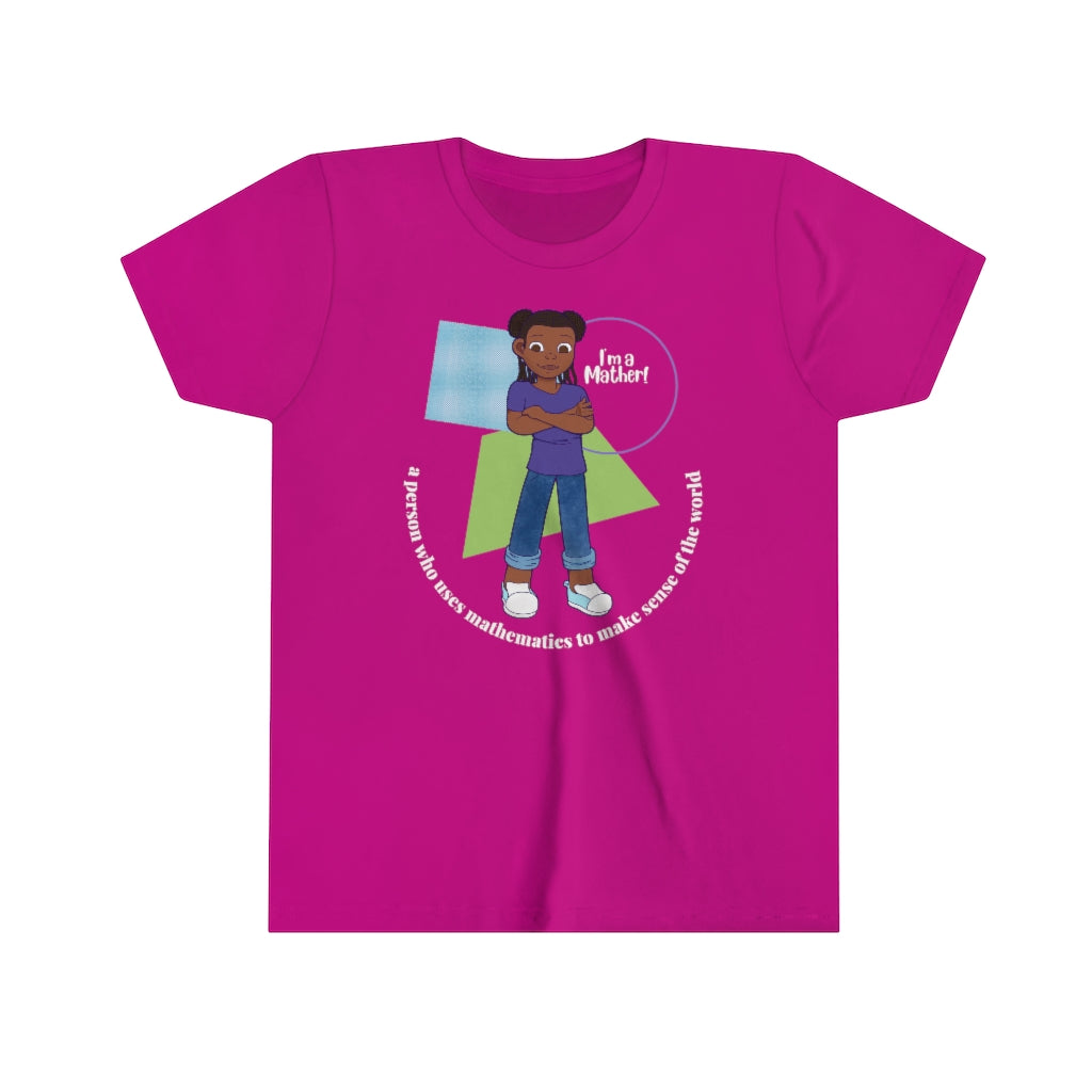 She’s A Mather Youth Short Sleeve Tee Light Text