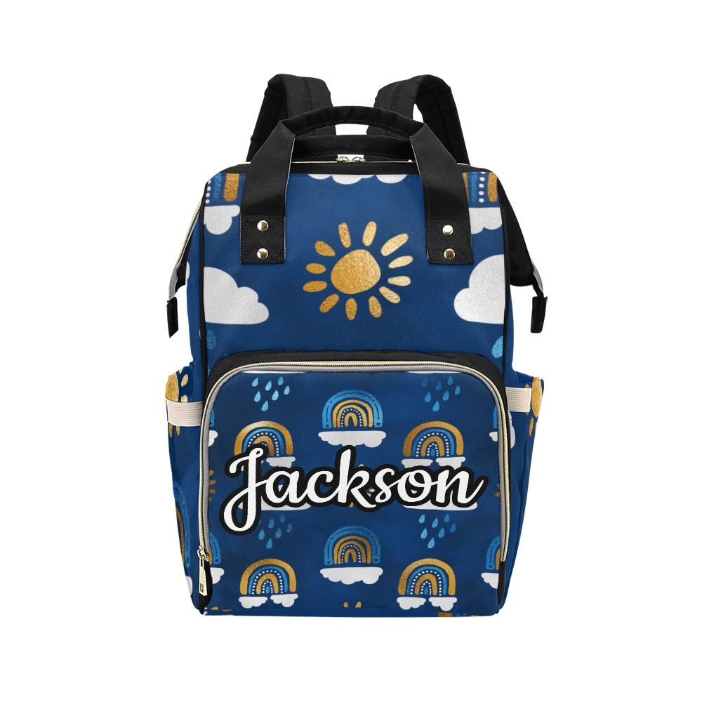 Blue Rainbow Custom Multi-Function Diaper Bag Backpack