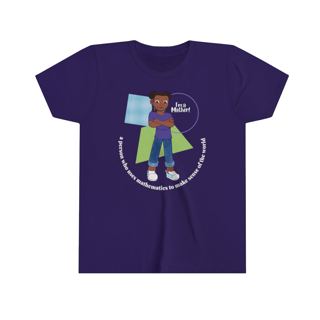 She’s A Mather Youth Short Sleeve Tee Light Text